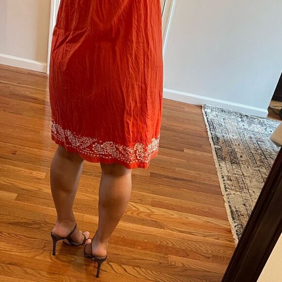 ROXY Orange & White Embroidered Sundress | SZ M - Picture 5 of 17